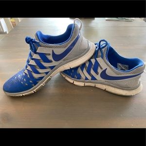 Blue and Gray Nike Free Tennis Shoes